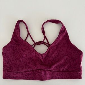 Athleta Solace Bra, Size S Plum; "liquid petals"